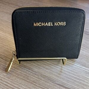 GUC-Michael Kors Black Wallet with Gold Accents